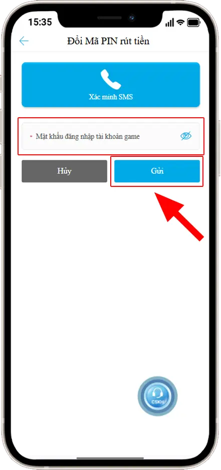 Bước 2: Nhập MẬT KHẨU ĐĂNG NHẬP » GỬI 